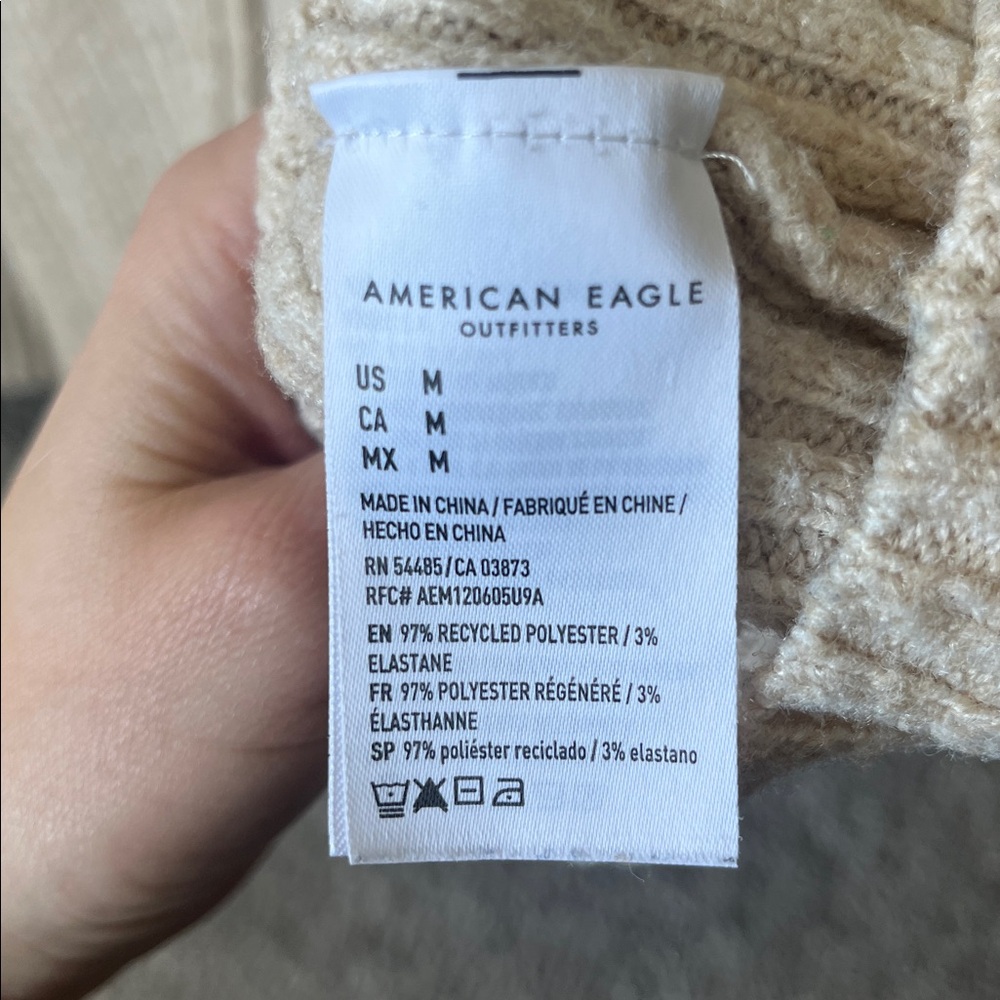 American Eagle Outfitters Cream Ribbed Button Down Sweater - Picture 3 of 4